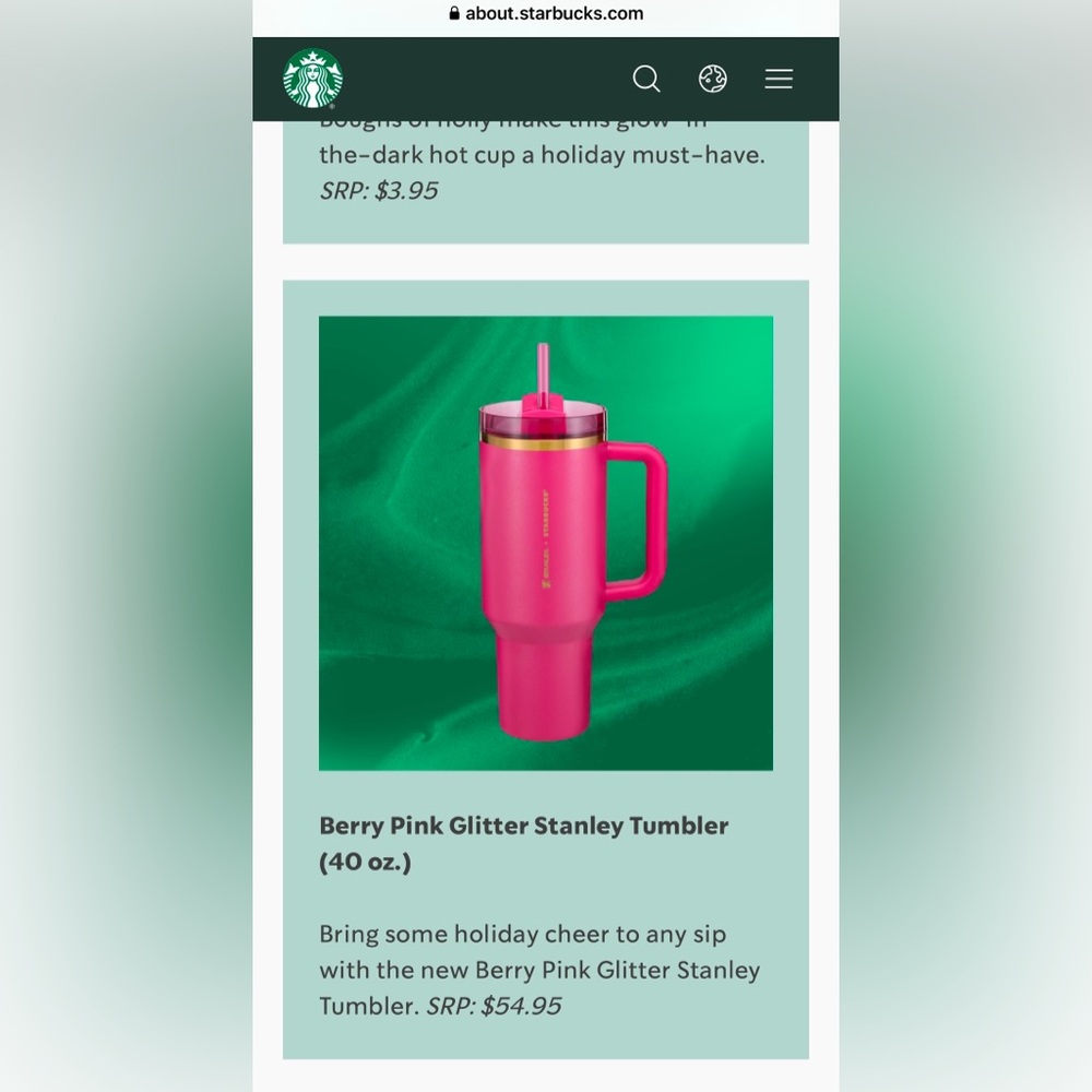 Brand New Starbucks x Stanley 2024 Winter Berry 40 oz Tumbler